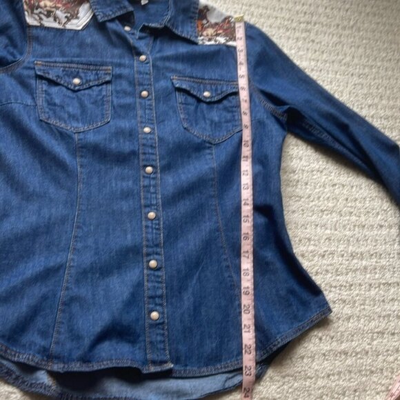 H&M Custom Cowboy Denim Western Shirt Size 10 - Picture 12 of 14
